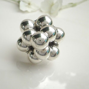 Vintage Taxco Mexico Abstract Bubble Ball Orb Sphere Cluster 925 Sterling Silver Statement Ring 6