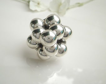 Anello vintage Taxco Mexico Abstract Bubble Ball Orb Sphere Cluster 925 Sterling Silver Statement 6
