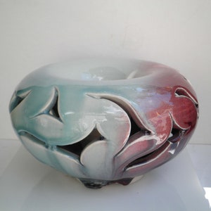Vintage Signed GIBSON Handmade Porcelain Glazed Decorative Art Vase/Candle Holder