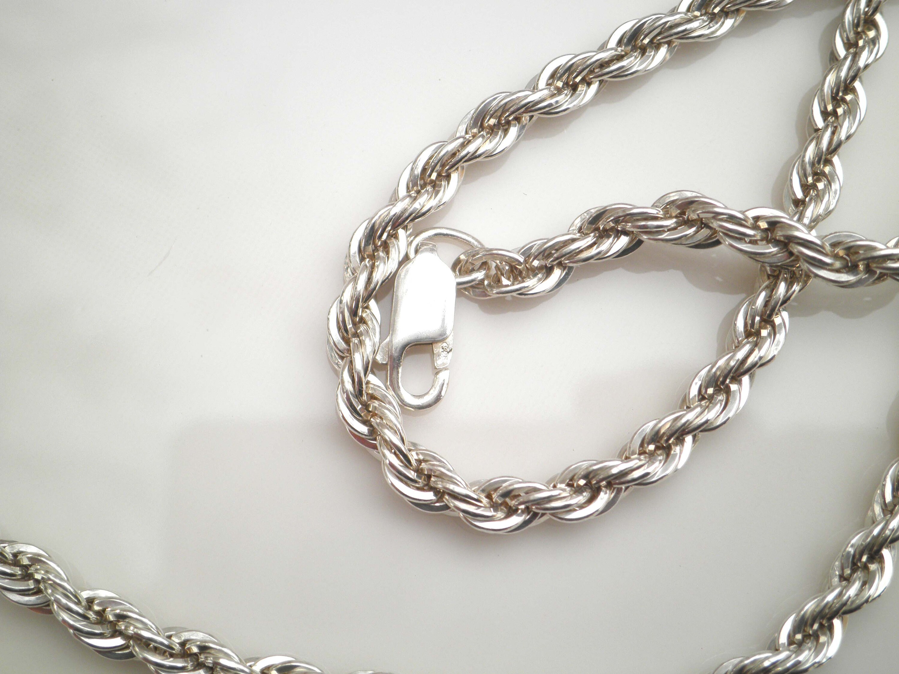 Vintage 4mm 925 Sterling Silver 20” Rope Chain Necklace - Etsy