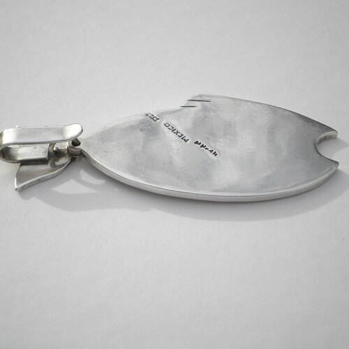 Vintage Mexico Los Ballesteros 925 Sterling Silver Fish Fishbone Large shops Pendant 70MM