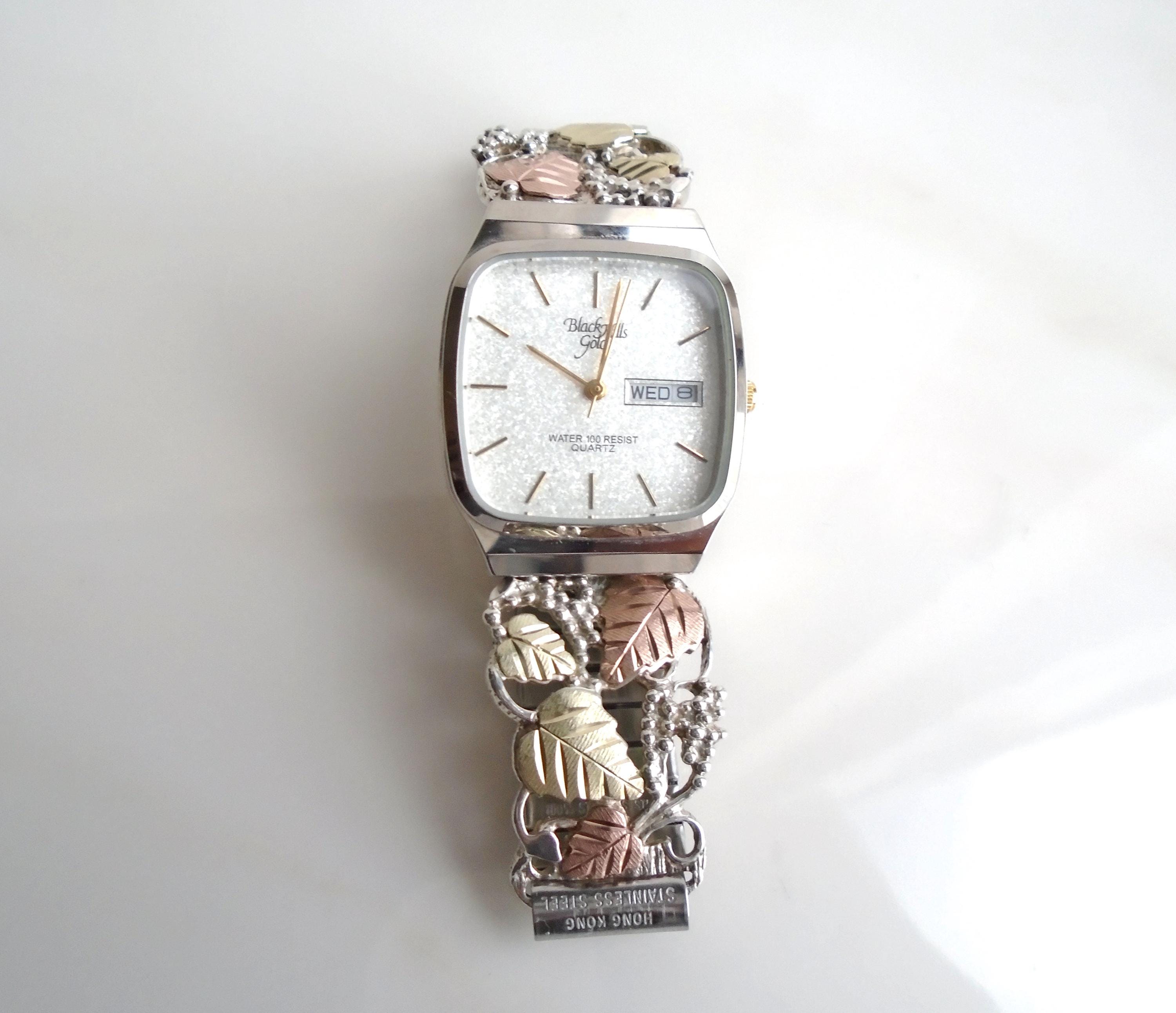 Black hill 12k gold watch Black Hills Gold 12k Leaves Wrist Watch Original Box 27.5mm  main image 3