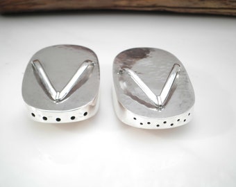 Vintage 950 Sterling Japanese Hammered Geisha Sandals Salt & Pepper Shakers Set