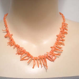 Vintage Genuine Natural Angel Skin Coral Branch Beaded Choker Necklace