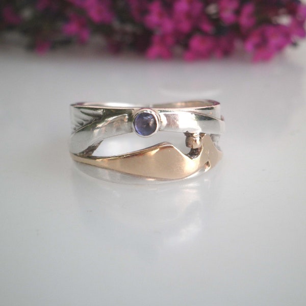 Vintage DB Dolan Bullock 14K Gold ∣ 925 Sterling Silver ∣ Amethyst Ring 8