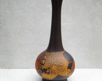 Vintage Mid-Century Royal Haeger Earth Wrap Raised Textured 10" Long Neck  Vase