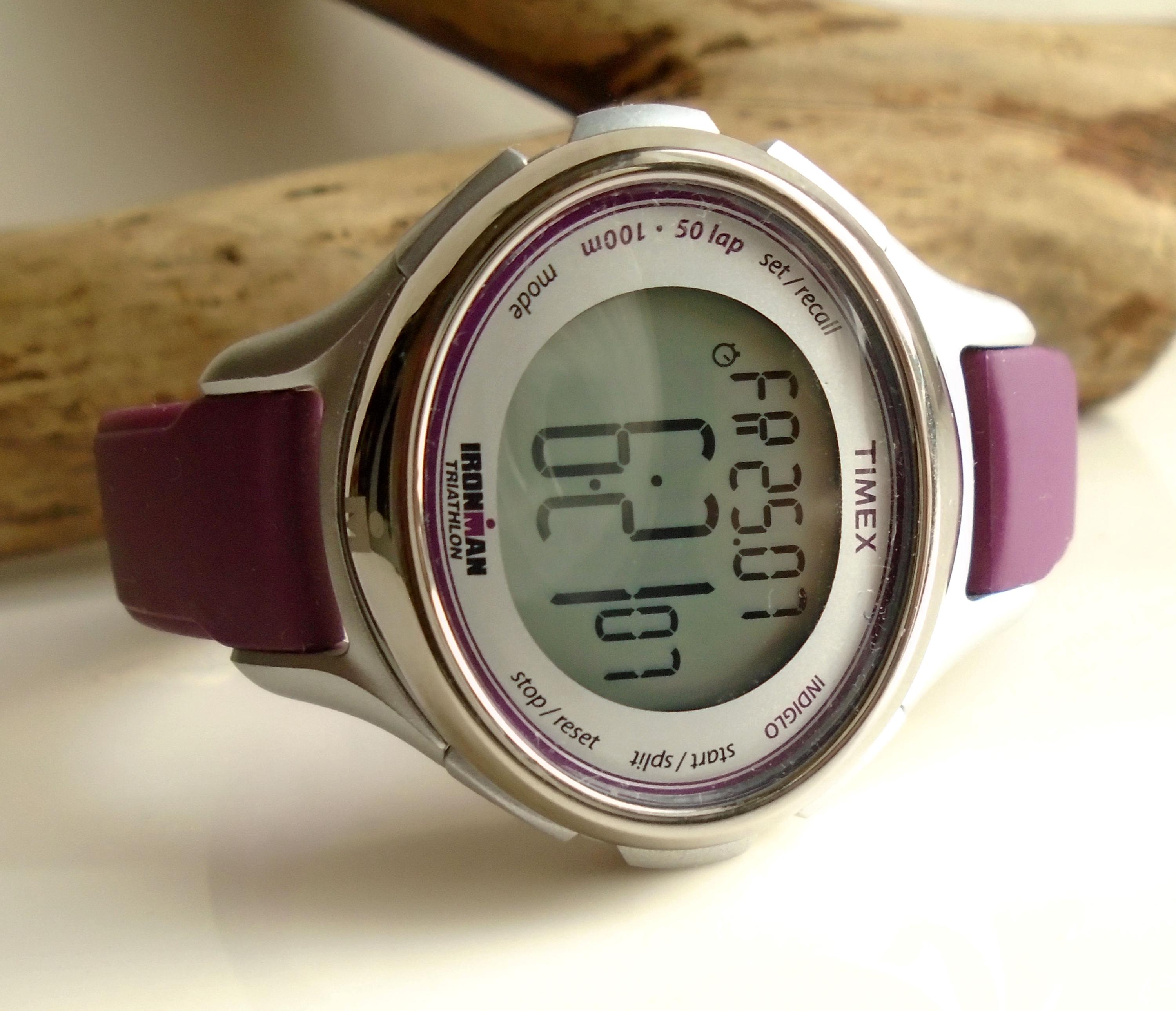 1990's Timex Ironman Triathlon Silver and Purple Quartz Digital