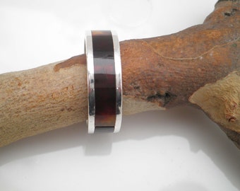 Vintage 1960’S Signed JRC Taxco Mexico Tortoiseshell Agate 925 Sterling Silver Eagle 1 Band Ring 9 1/2