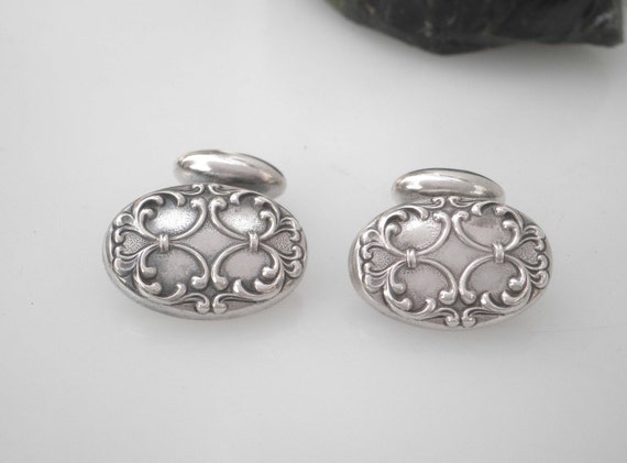 Antique Early 1900’s Sterling Silver Ornate Oval … - image 1