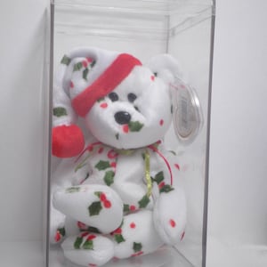 Vintage 1998 Beanie Baby &quot;HOLIDAY TEDDY&quot; in Schutzhülle KunststoffBehälter