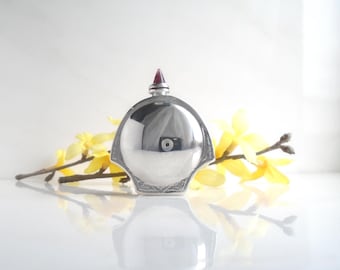 Flacone decanter per profumo in miniatura in argento sterling, firmato Eagle, Taxco, Messico, anni '40.