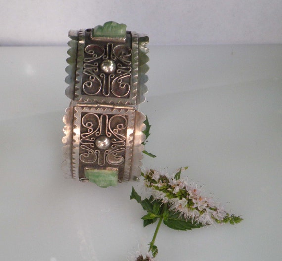 Vintage 1940's Mexico 925 Sterling Silver Hinged Pane… - Gem Vintage 1940's Mexico 925 Sterling Silver Hinged Pane… - Gem