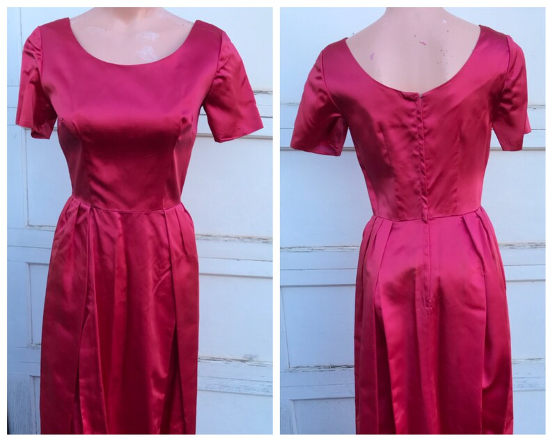 Vintage 1960s Fuchsia Pink Formal Party Dress