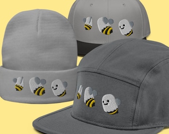 Boo-Bees Kawaii Ghost bee - Embroided camper/snapback/beanie