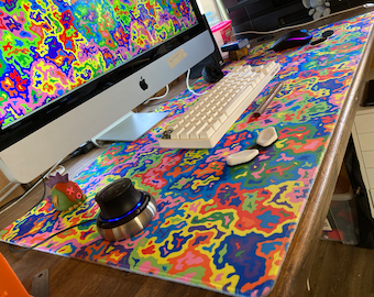 Hypnoflauge Desk Mat, Colorful Patterned Gaming Pad