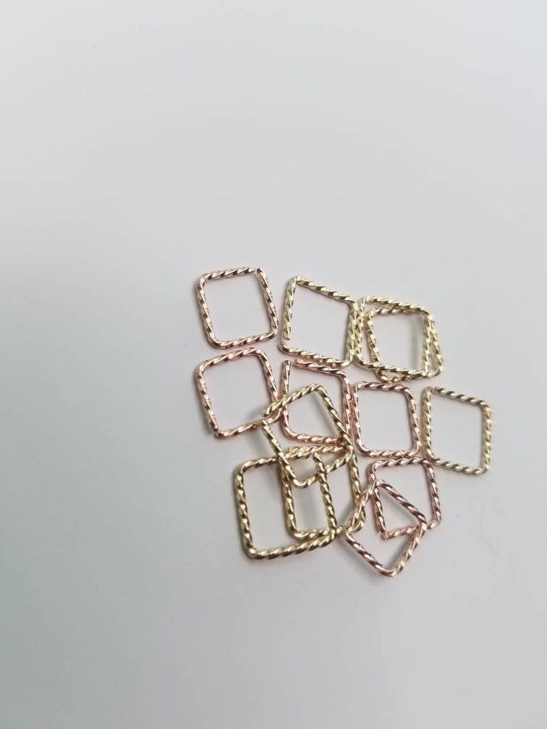 Conch Rook Nose piercing Earrings Tragus Nose Septum Lip Hoop Daith 20 ga Twisted Wire- Square shape loop 10-14mm-Cartilage Hoop