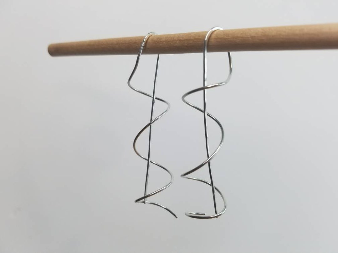 Corkscrew Threader Earrings Hand Sculpted in Argentium Silver Etsy