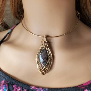 Maury mountain Moss Agate Pendant Uniquely Hand sculpted in yellow gold filled wire