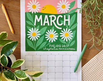 Calendario dei fiori selvatici della Florida 2026-2027 - Calendario da parete con illustrazioni di piante autoctone