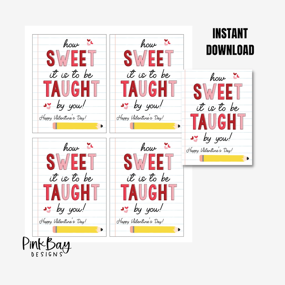 Teacher Valentine Tag, Printable Valentine Teacher Tag, Kids Classroom ...