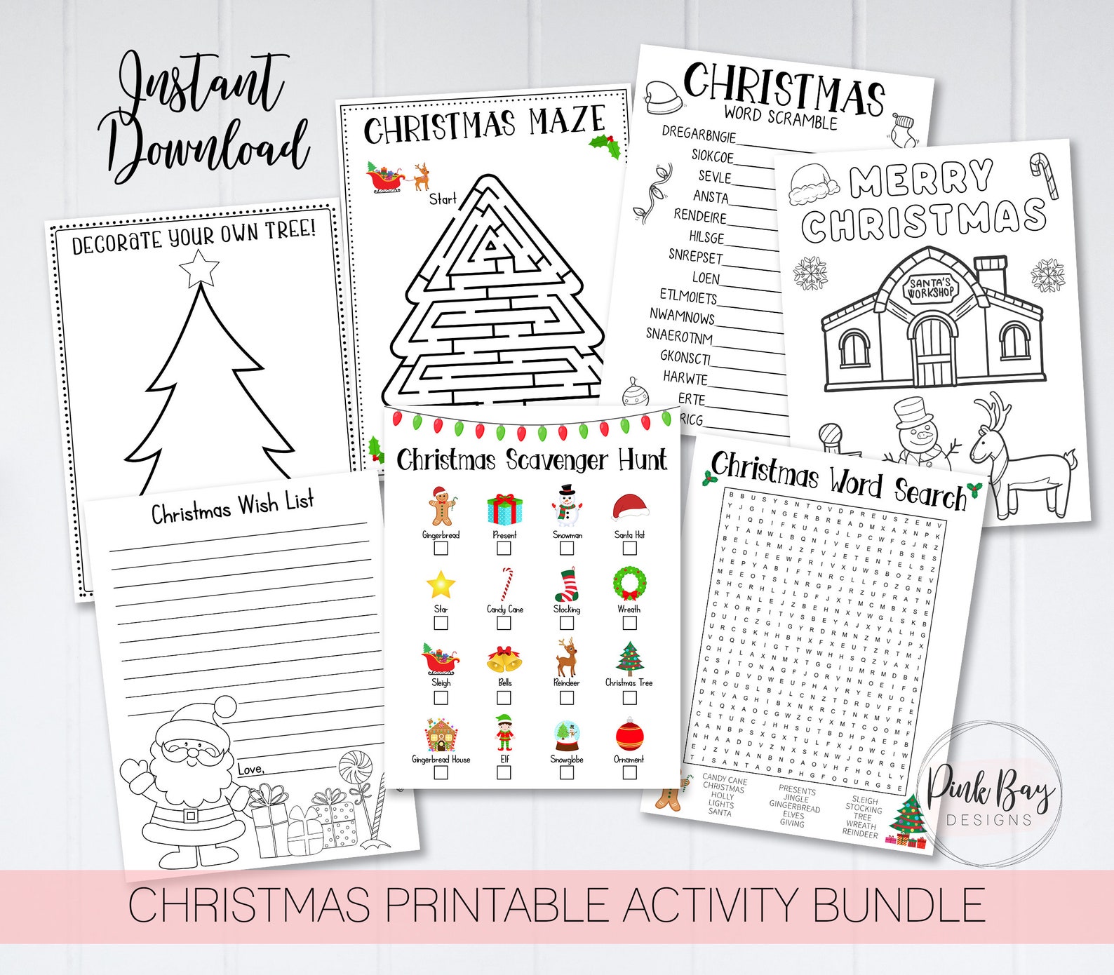 Christmas Kids Activity Sheets Activity Sheet for Kids | Etsy