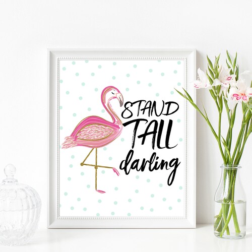 Flamingo Nursery Birthday Stand Tall Darling Gold Foil Real Etsy Canada