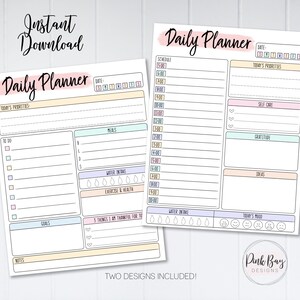 Printable Daily Planner, Printable Day Plan, Daily Schedule Template, A4, A5, Letter, 7 Day Planner, Work Planner, Daily Planner, Printable