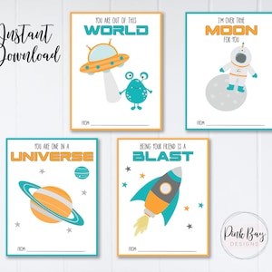 Printable Kids Space Valentines Cards