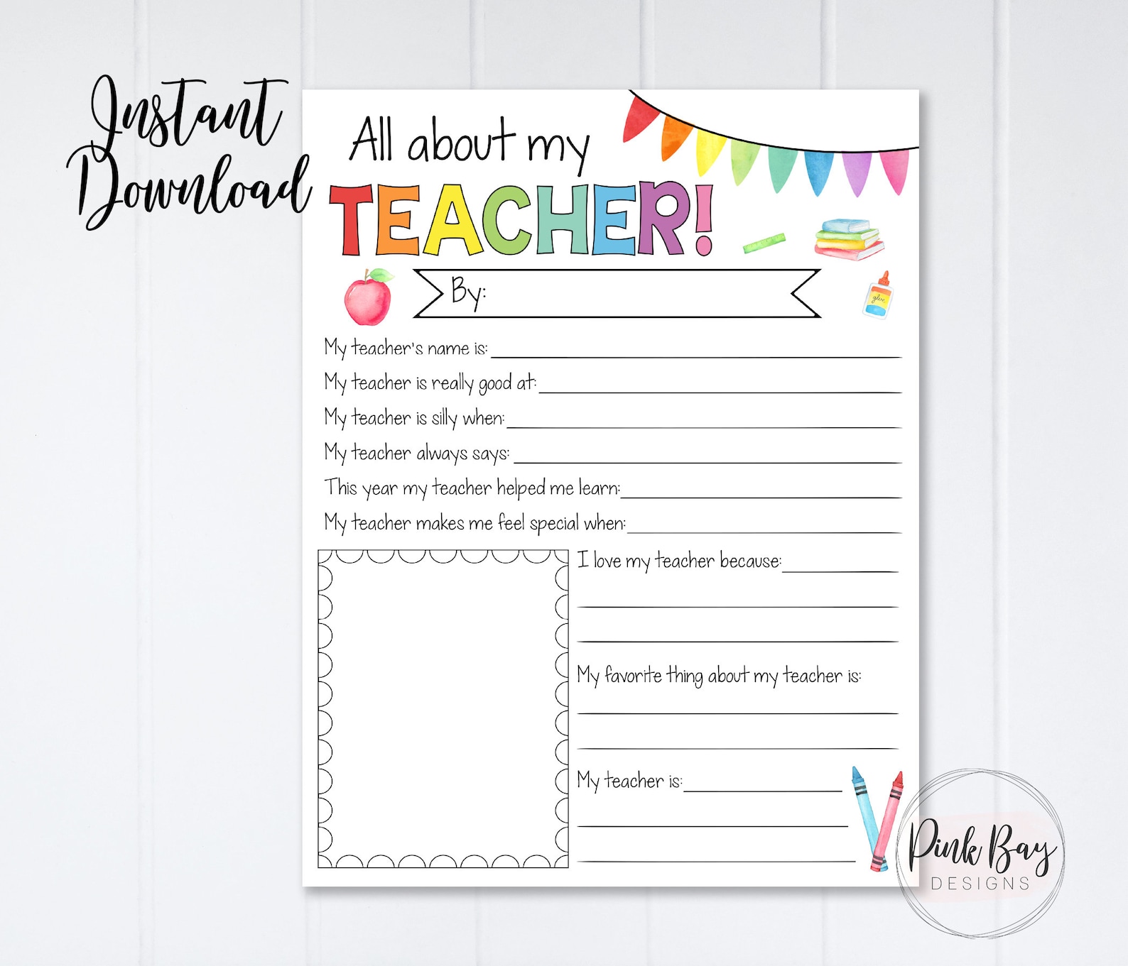 Teacher Appreciation Week Printable Teacher Survey Teacher Etsy