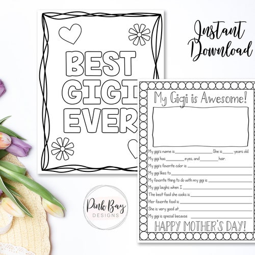 Mother's Day Printable All About My Gigi Mother's - Etsy