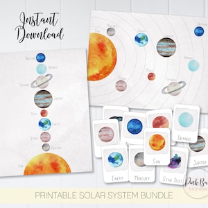 Solar System Printable Bundle, Solar System Kids Activity, Learning About Planets, Solar System Educational, Solar System Printable