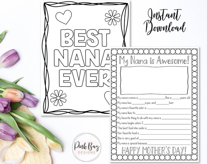 Mother's Day Printable, All About My Nana, Mother's Day Printable for ...
