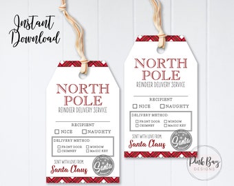 Santa Tags, North Pole Delivery Tags, Printable Christmas Tags, Santa Delivery Gift Tag, Gift Tag From Santa