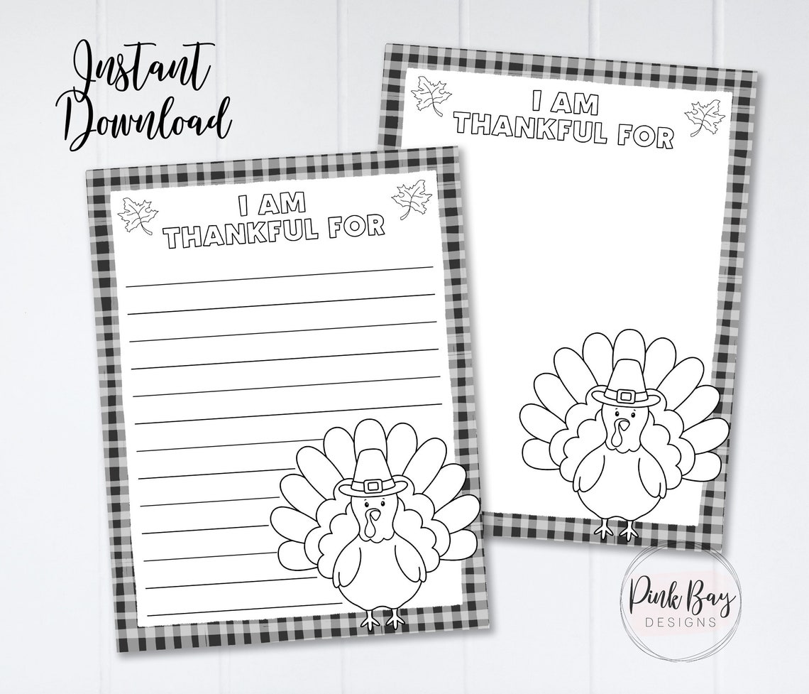 I Am Thankful Printable I Am Thankful Activity Thanksgiving | Etsy