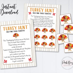 Thanksgiving Turkey Hunt, Thanksgiving Scavenger Hunt, Children Thanksgiving Game Printable, Turkey Hunt Game, Kids Thanksgiving Activity