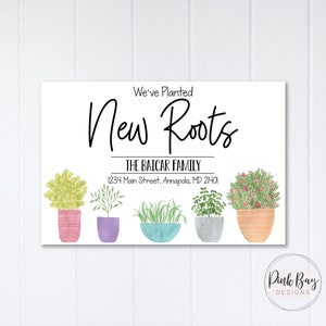 Moving Announcement, Address Change Card, New Roots Moving, New Home Announcement, Change Of Address Card, Home Sweet Home, Plants Printable