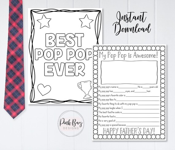 Father's Day Printable All About My Pop Pop Father's | Etsy