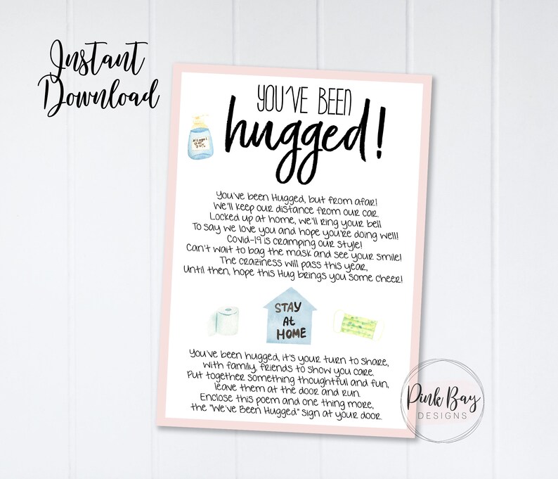 You ve Been Hugged Sign Quarantine Printable Social Etsy