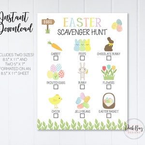 Easter Scavenger Hunt, Children Easter Game Printable, Instant Download, Easter Party Game, Easter Basket Stuffer, Easter Printable, Bunny