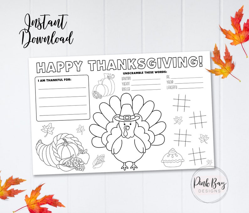 Thanksgiving Printable Placemats Activity Placemat Kids Etsy