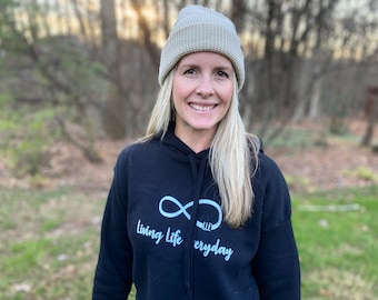 Living Life Everyday Cropped Hoodie Large Logo