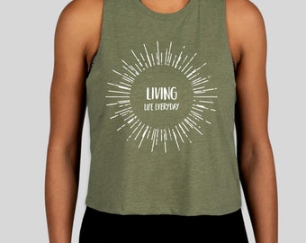 Sunburst Living Life Everyday Cropped Racer Back Tank Top