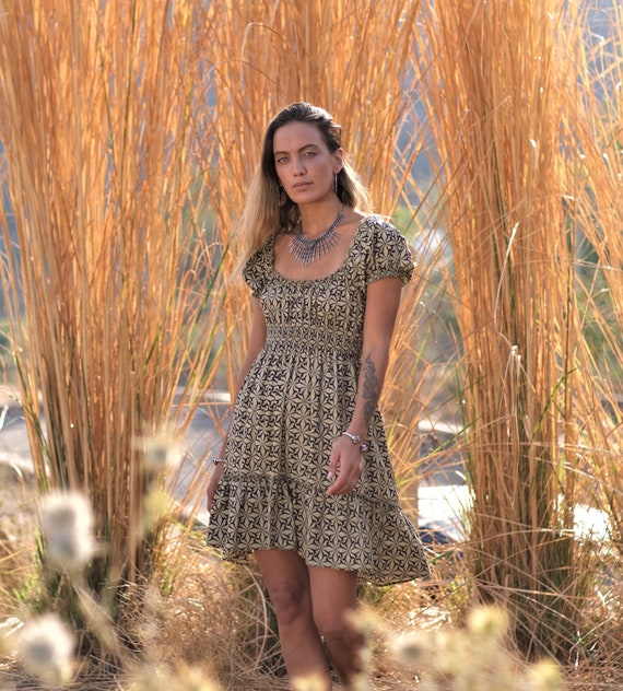 babydoll boho mini dress Anabelle Babydoll Boho Mini dress in Light Blue, summer 2026 dress trend, Boho Mini dress summer, White Babydoll dress casual, women's dress, SOERA