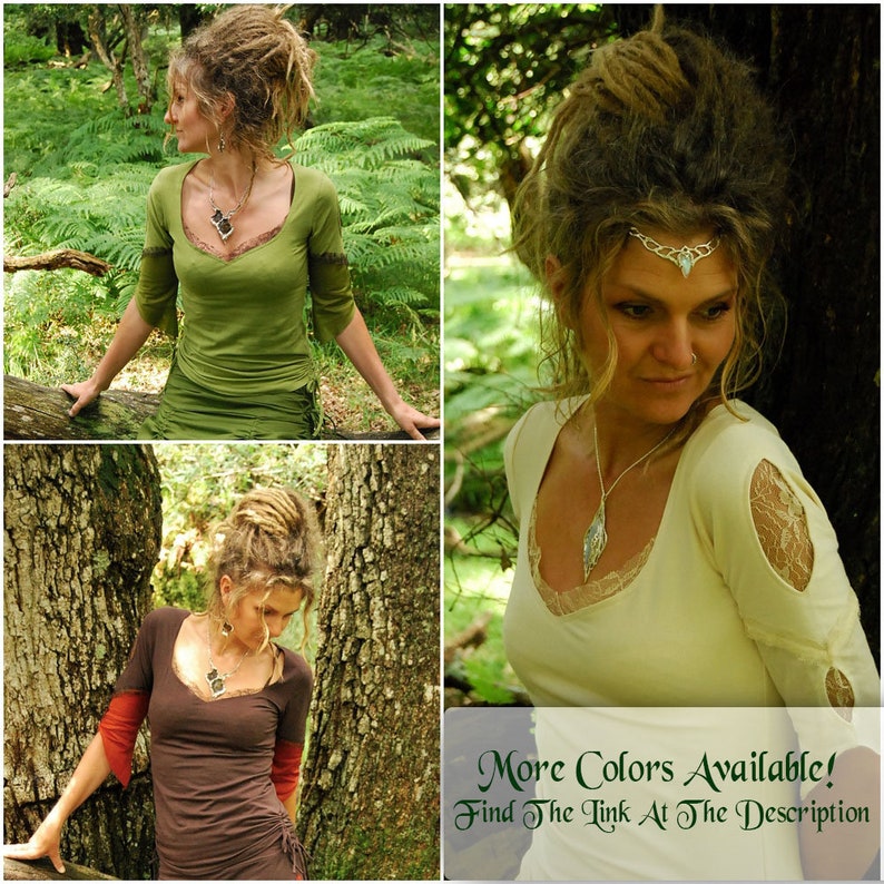 Goddess clothes, Natural blouse, Tribal Style, Green top for women, gypsy clothing, Festival wear, Hippie shirt, Fairy top, Boho fashion image 9