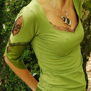 Goddess clothes, Natural blouse, Tribal Style, Green top for women, gypsy clothing, Festival wear, Hippie shirt, Fairy top, Boho fashion image 5