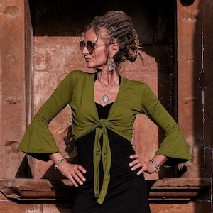 Bell sleeve wrap top bolero shrug, Organic summer shrug, y2k crop top, Bohemian Burning man clothing women boho hippie festival clothes  *X