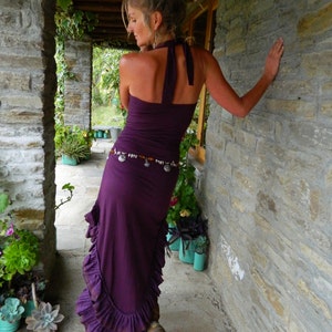 Fairy dress festival outfit, earthy sustainable womens clothing, boho cotton summer dress, Dark purple y2k boho clothing, grunge elven dress image 2