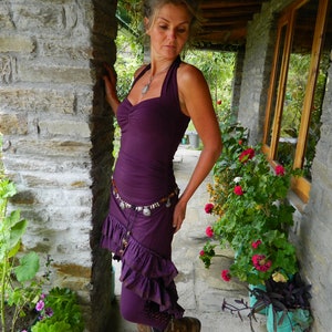 Fairy dress festival outfit, earthy sustainable womens clothing, boho cotton summer dress, Dark purple y2k boho clothing, grunge elven dress image 7