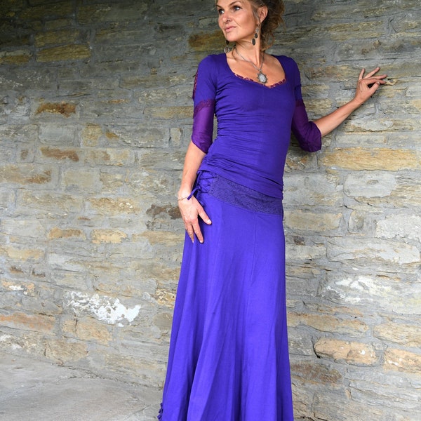 Jupe bohème violette ~ Vêtements tsiganes ~ Jupe longue maxi ~ Vêtements hippie style bohème ~ Cadeau pour femme ~ Jupe de fée festival ~ DeviClothing