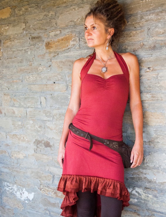 Cotton Halterneck Sundress, Ruffle Hem, Boho Festival Dress